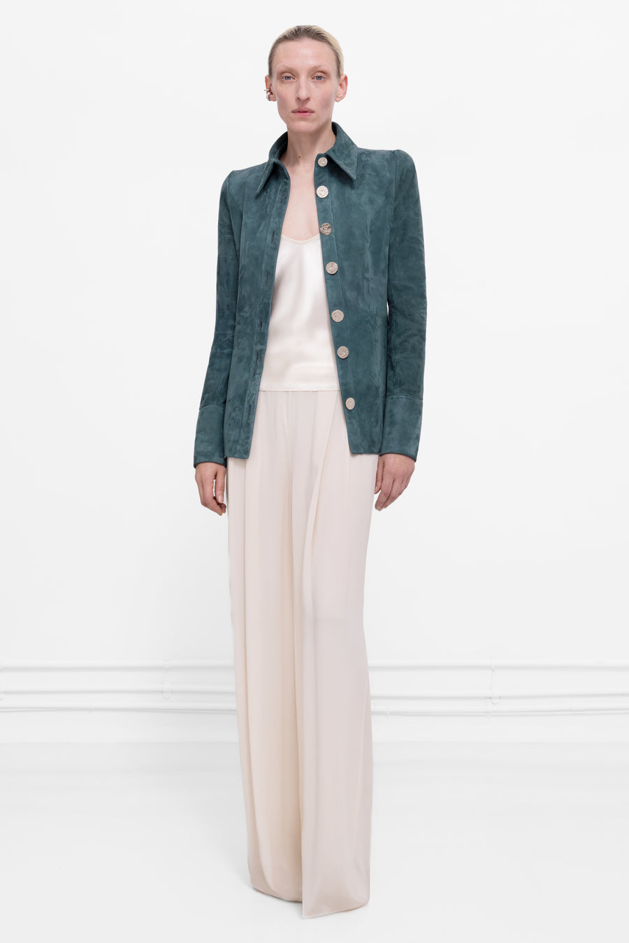 Buttoned Up Suede Jacket - Denim