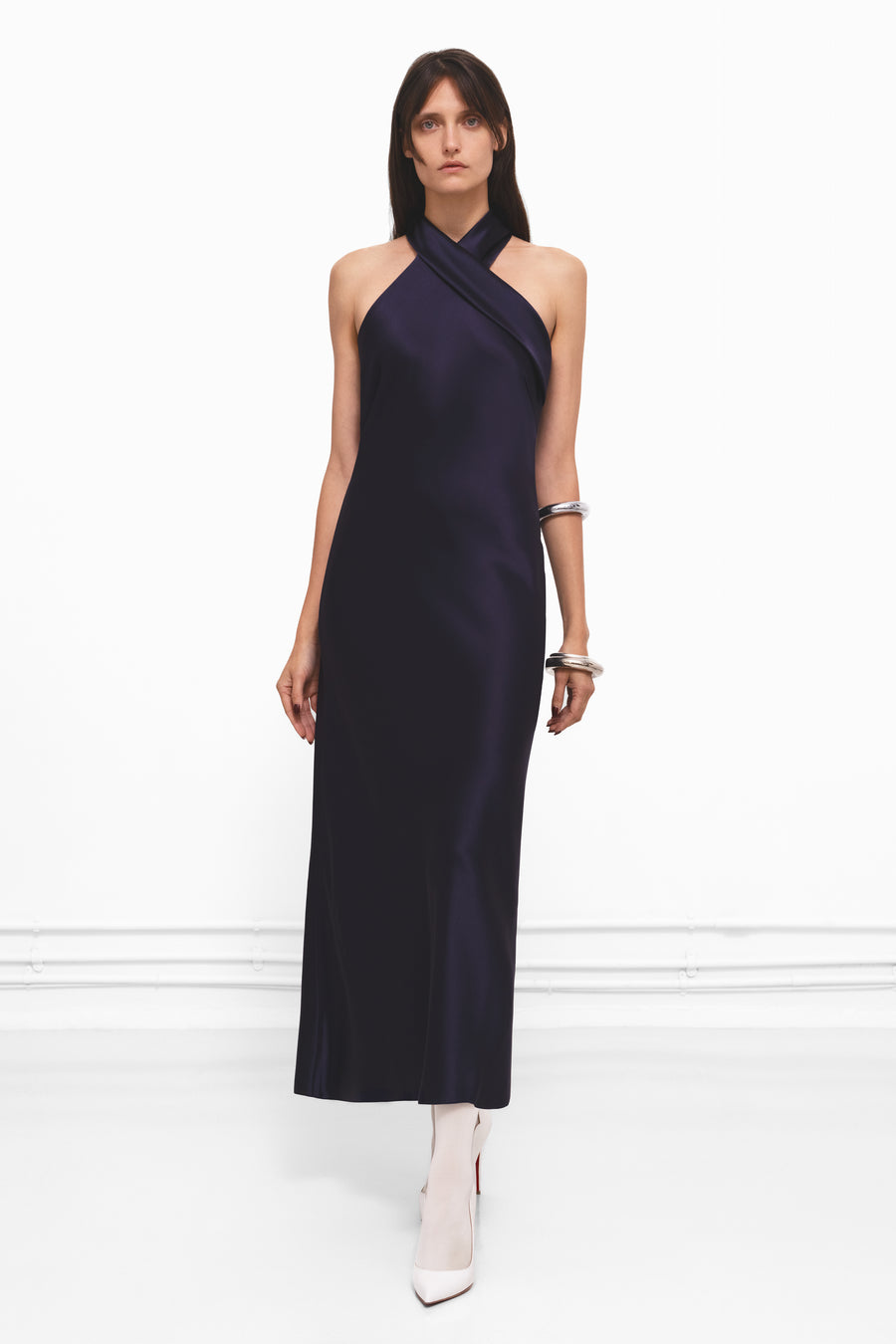 navy blue dress for baby girl GALVAN Asymmetrical Bias Cut Dress in Platinum main image 1