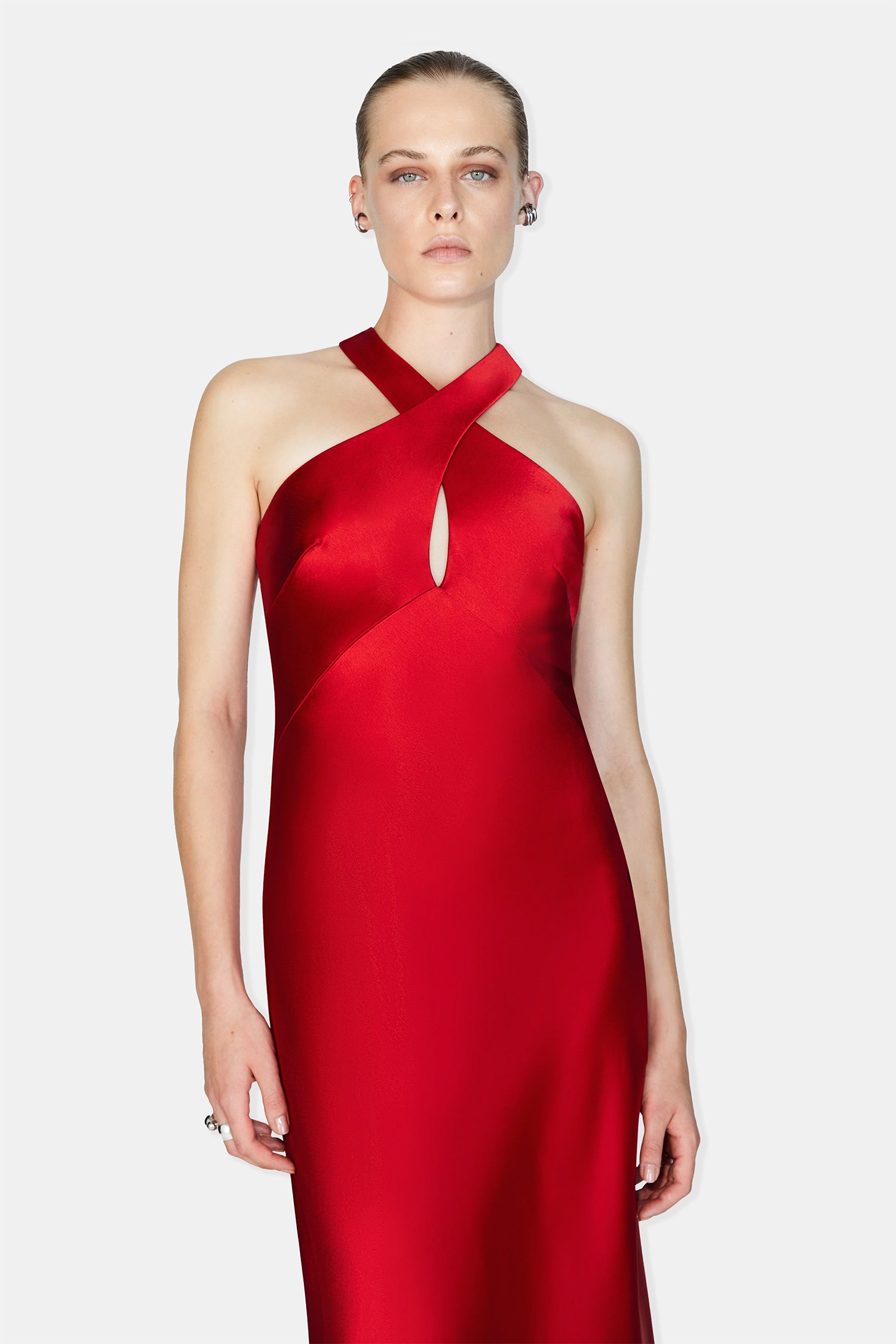 Evelyn Dress Cardinal Red Galvan London Galvan London UK
