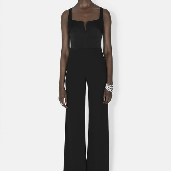 Wide Leg Corset Jumpsuit Black Galvan London Galvan