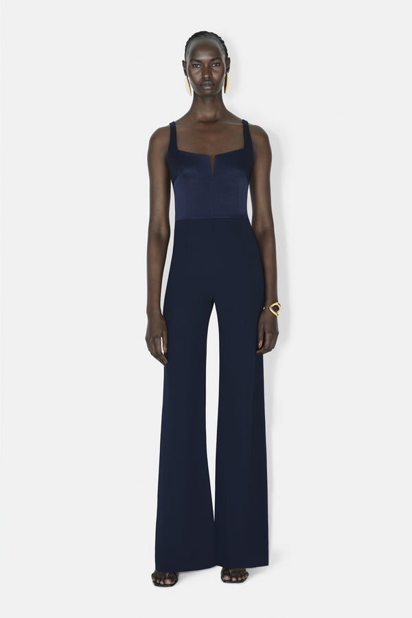 Wide Leg Corset Jumpsuit - Midnight