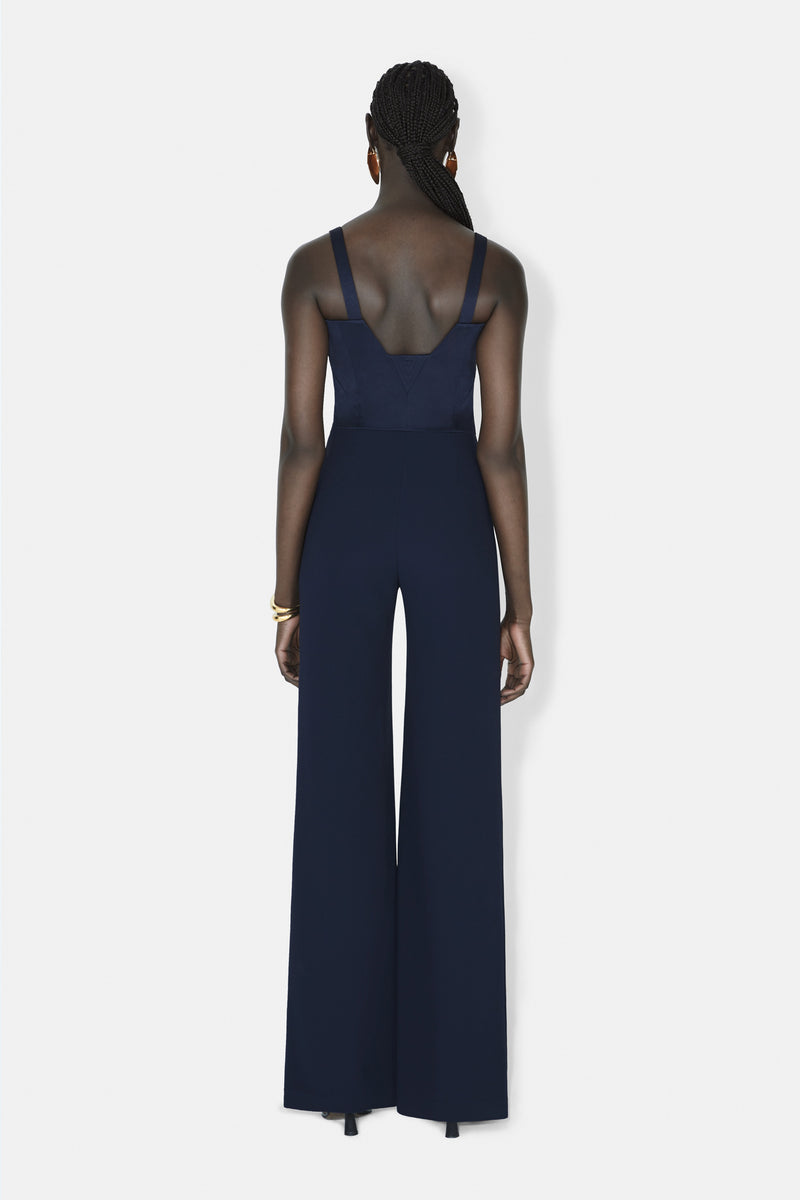 Wide Leg Corset Jumpsuit - Midnight