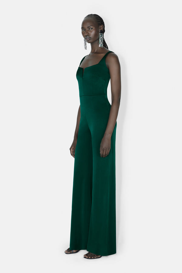 Wide Leg Corset Jumpsuit - Pine