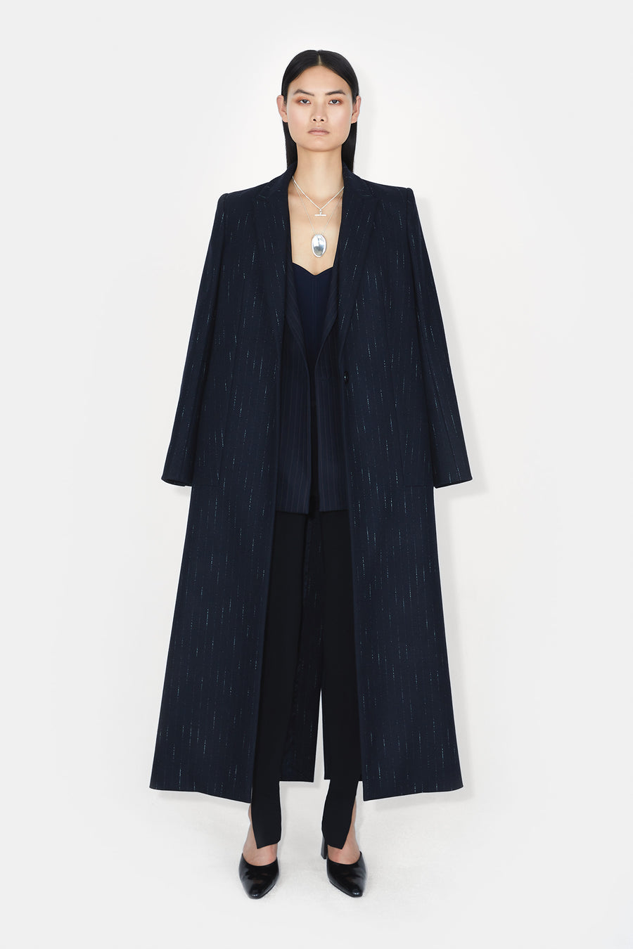 Boyfriend Coat - Midnight &amp; Creme Pinstripe
