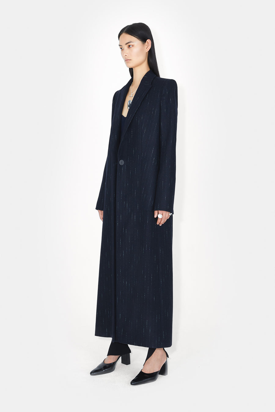 Boyfriend Coat - Midnight &amp; Creme Pinstripe