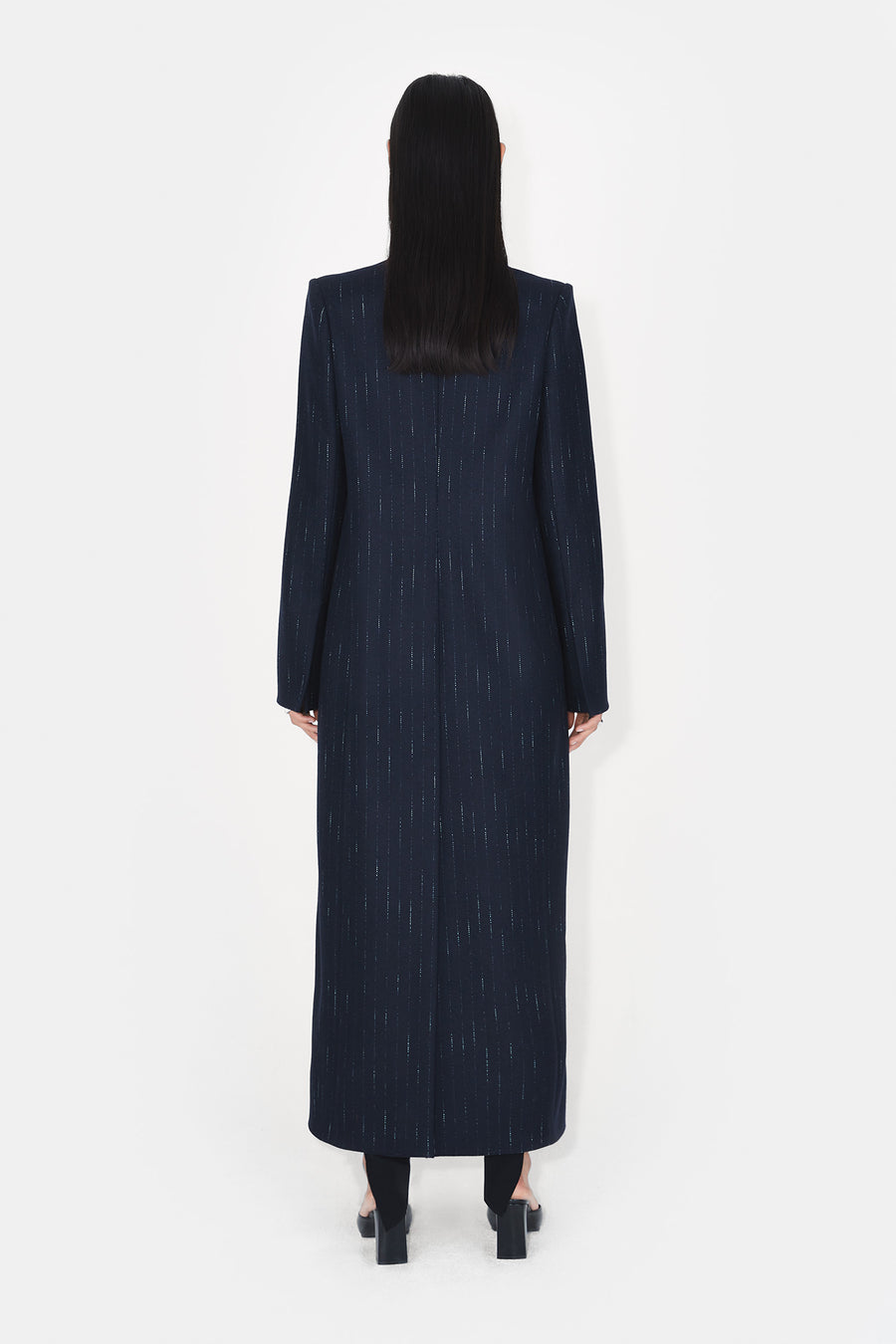 Boyfriend Coat - Midnight &amp; Creme Pinstripe