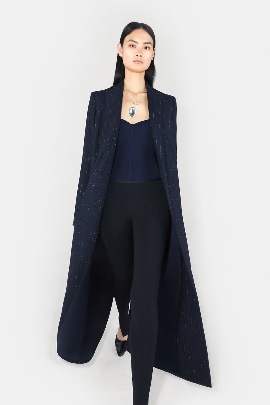 Boyfriend Coat - Midnight &amp; Creme Pinstripe