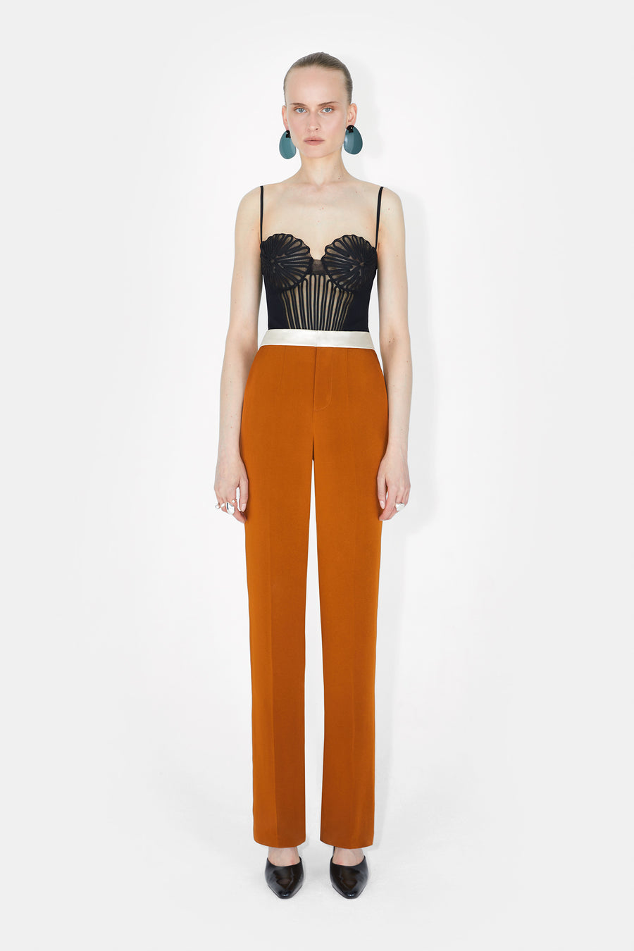 High Waisted Suit Trousers - Brandy &amp; Ivory