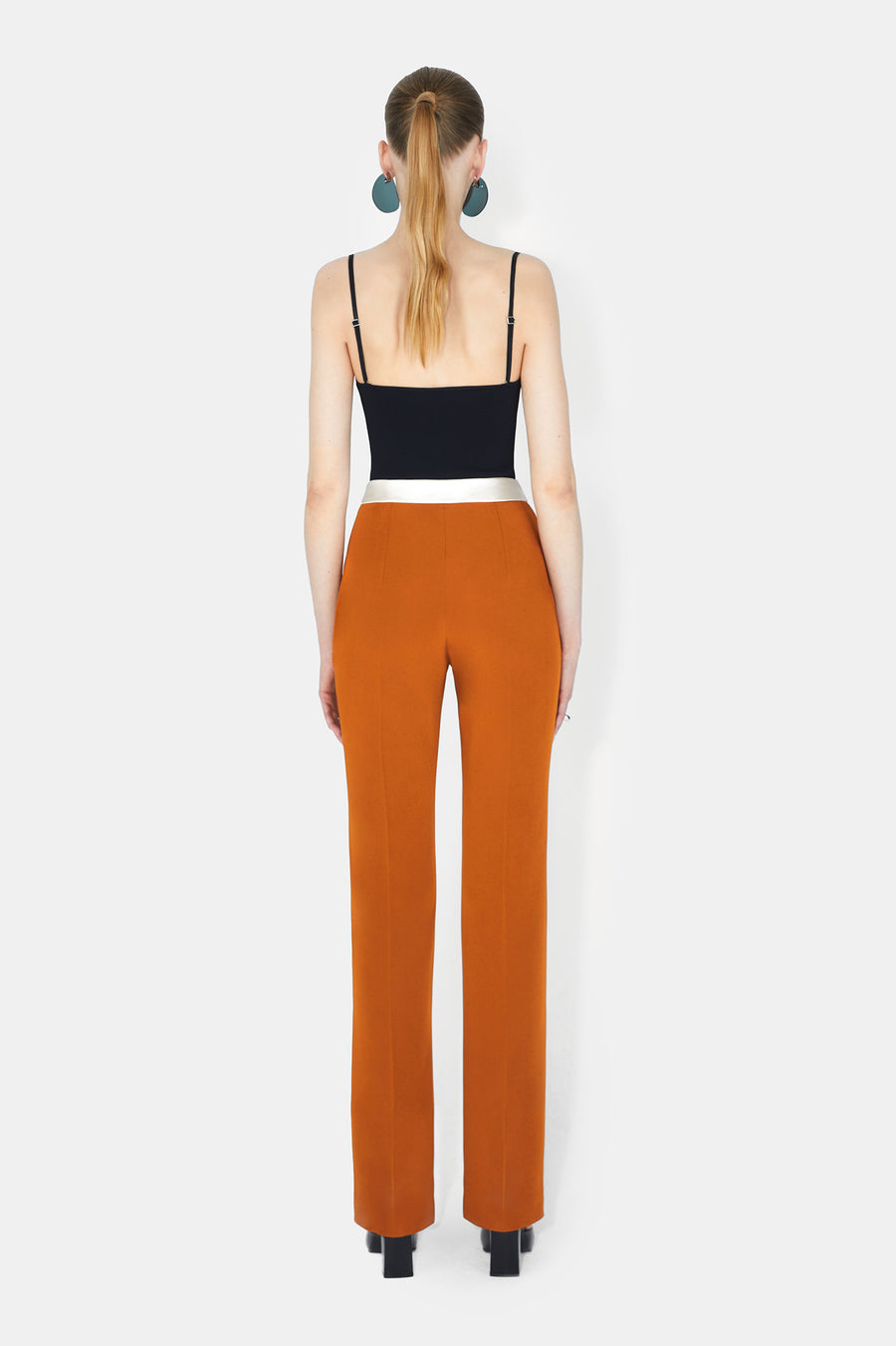 High Waisted Suit Trousers - Brandy &amp; Ivory