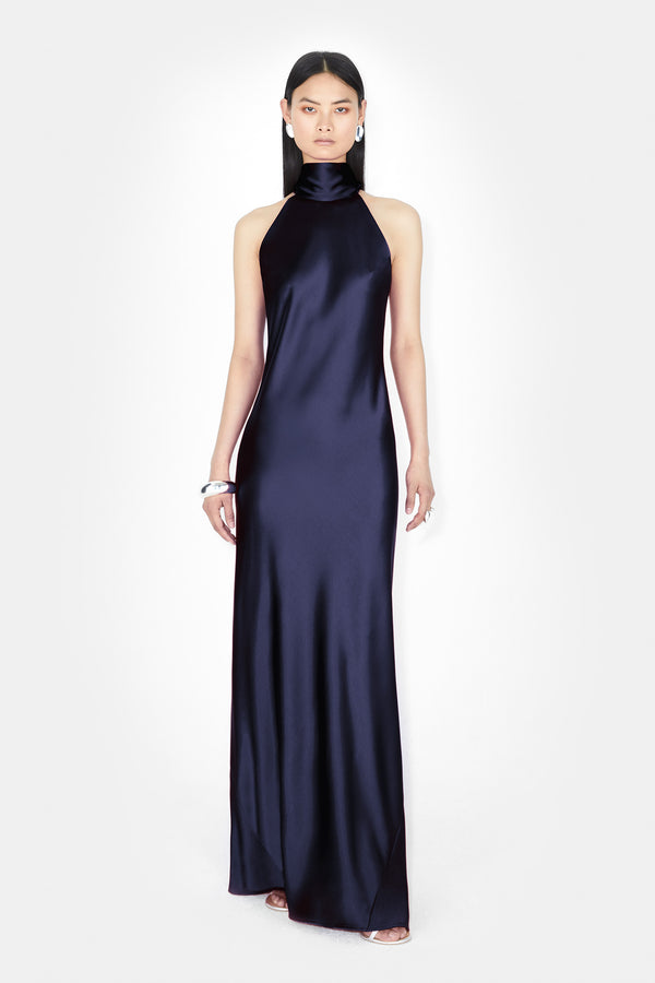 Satin Sienna Dress - Midnight