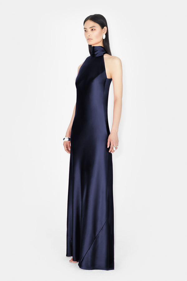 Satin Sienna Dress - Midnight