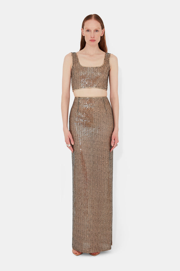 Sheer Beating Heart Skirt - Beige