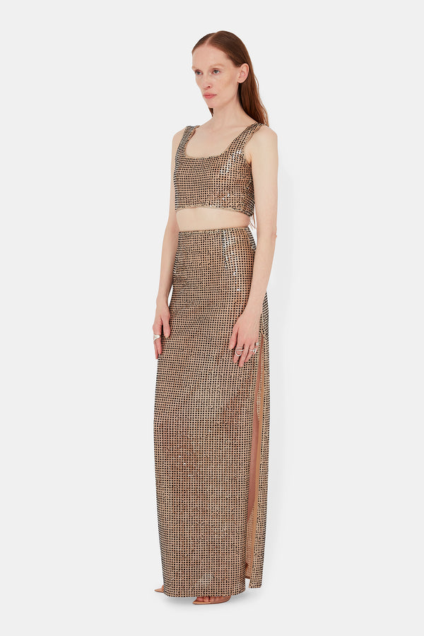 Sheer Beating Heart Skirt - Beige