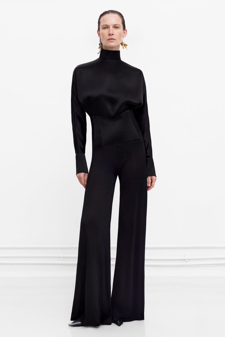 Corseted Tuxedo Trouser - Black