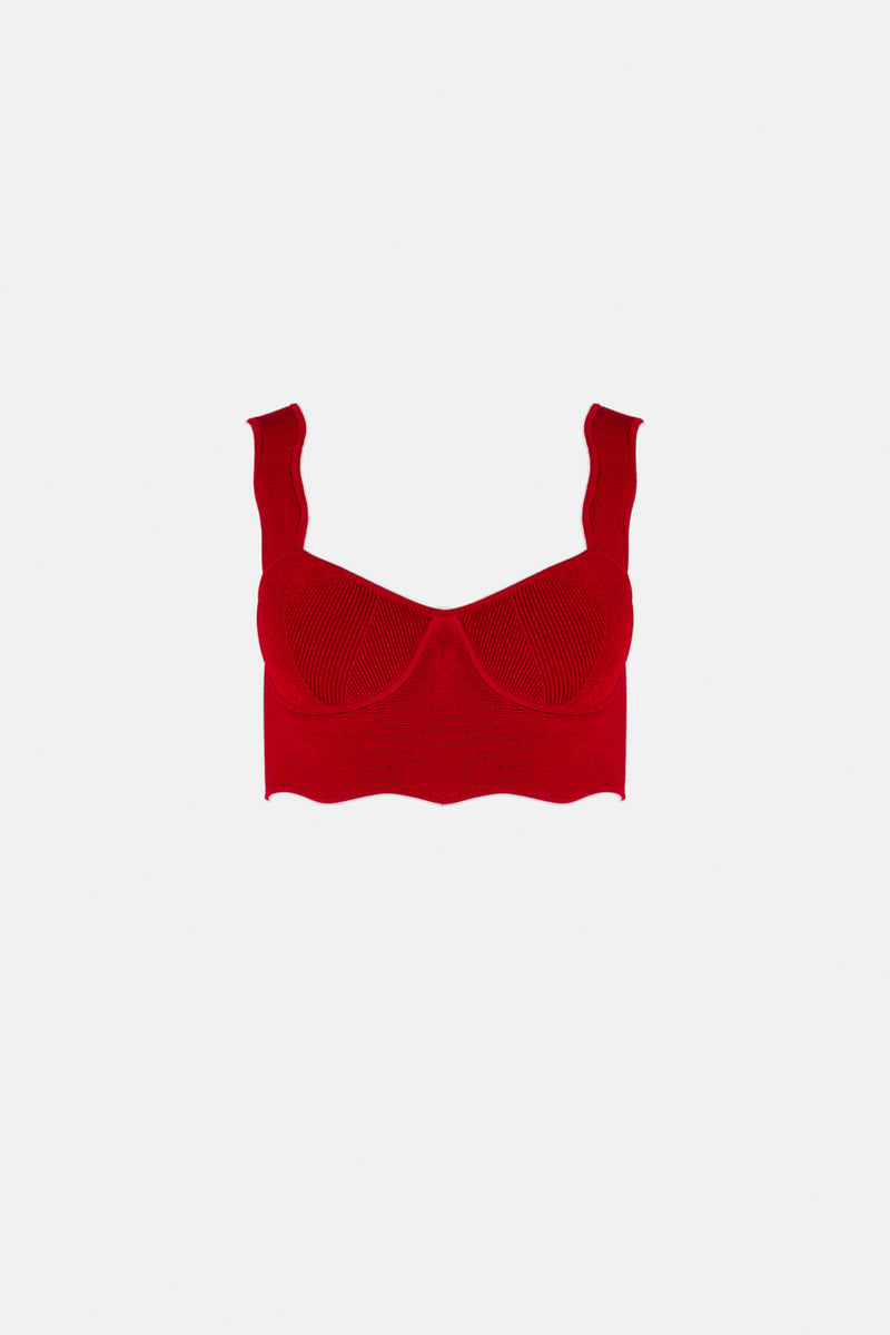 Delia Scalloped Top - Rouge Piaf
