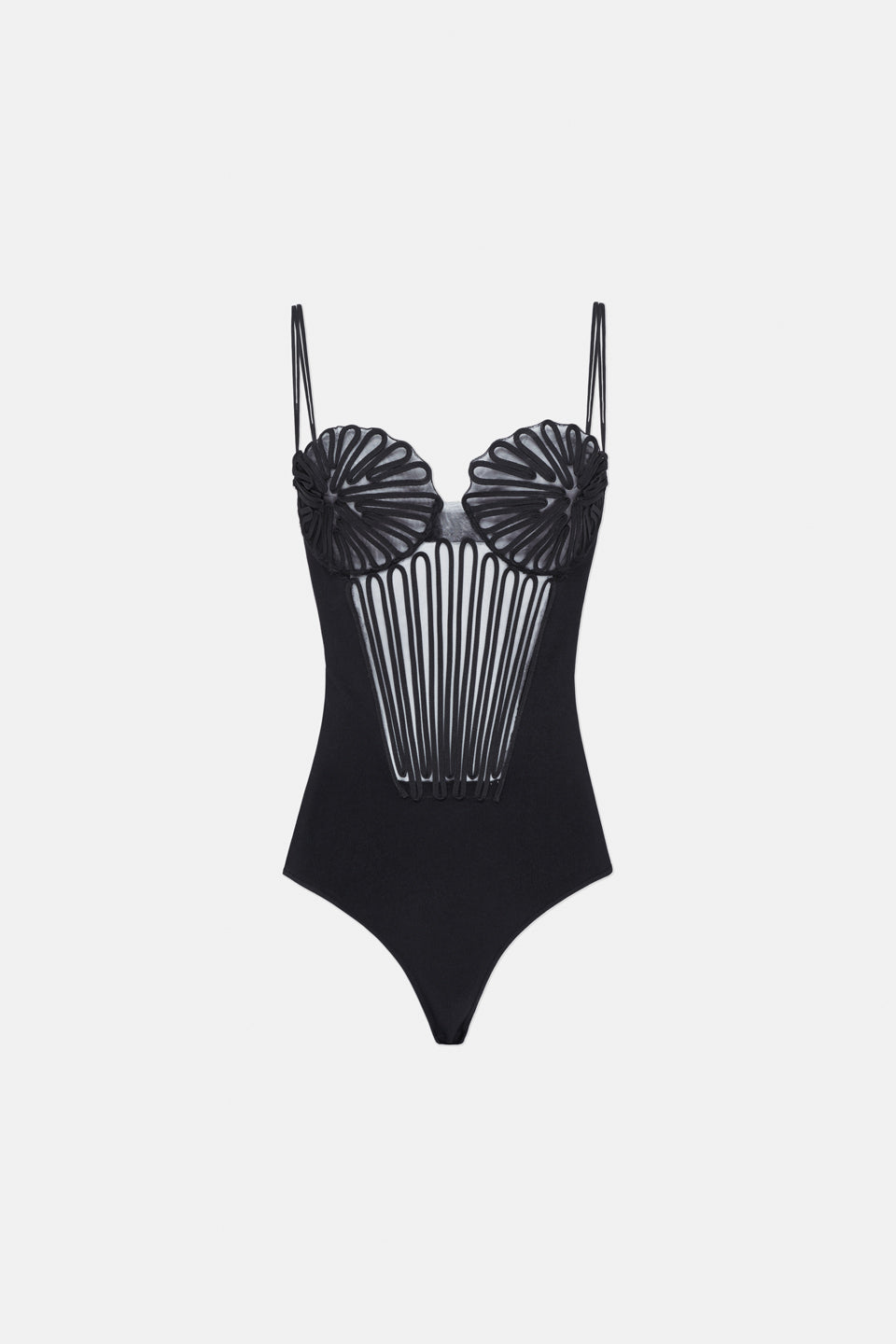 Embroidered Corset Bodysuit Black Galvan London UK — free download
