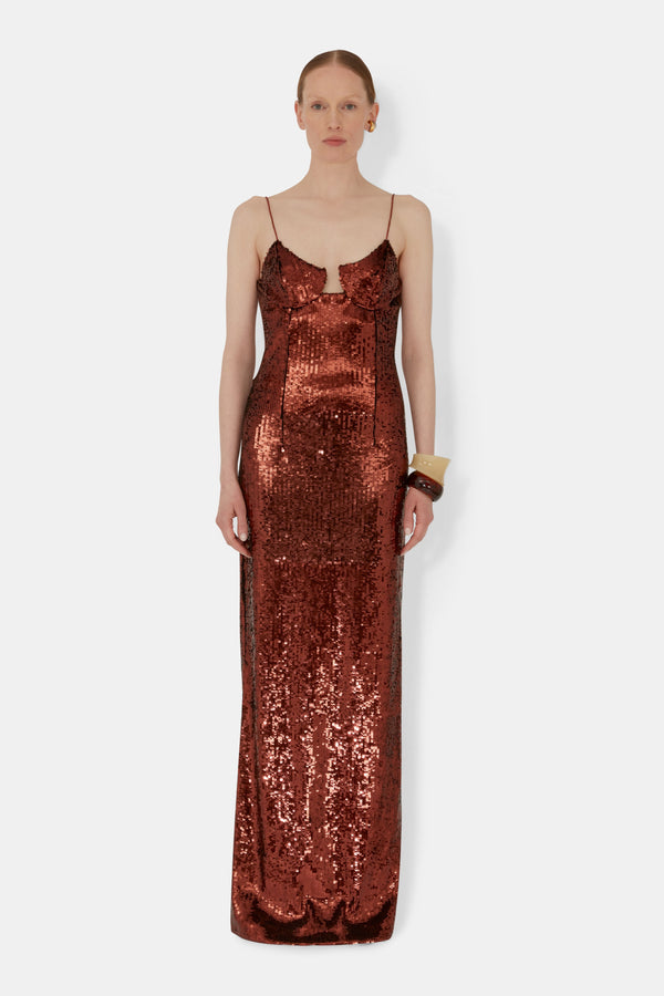 Phoebe Bustier Dress - Mahogany