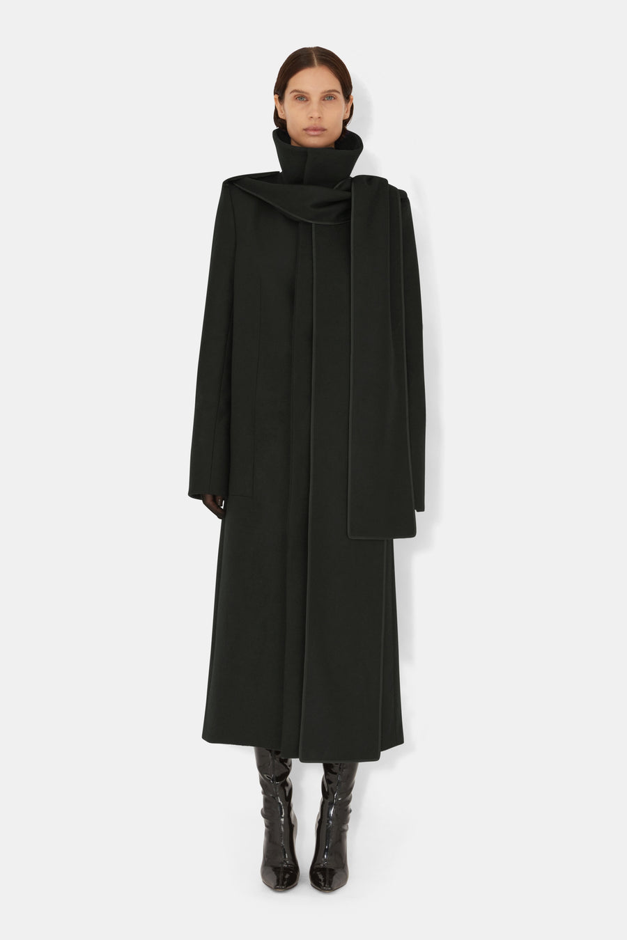 Delphinus Scarf Coat - Black