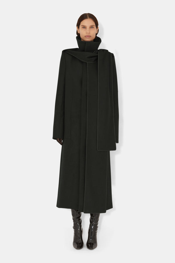Delphinus Scarf Coat - Black