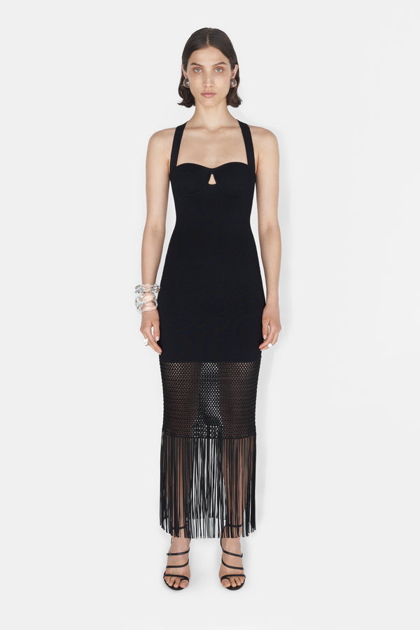 Fringe Diana Dress - Black