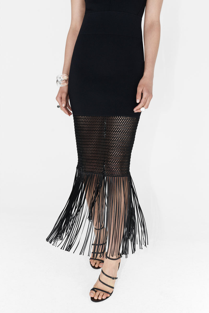 Black fringe skirt queen size online