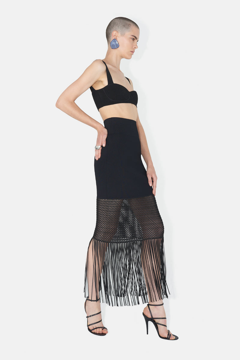 Fringe Diana Skirt - Black