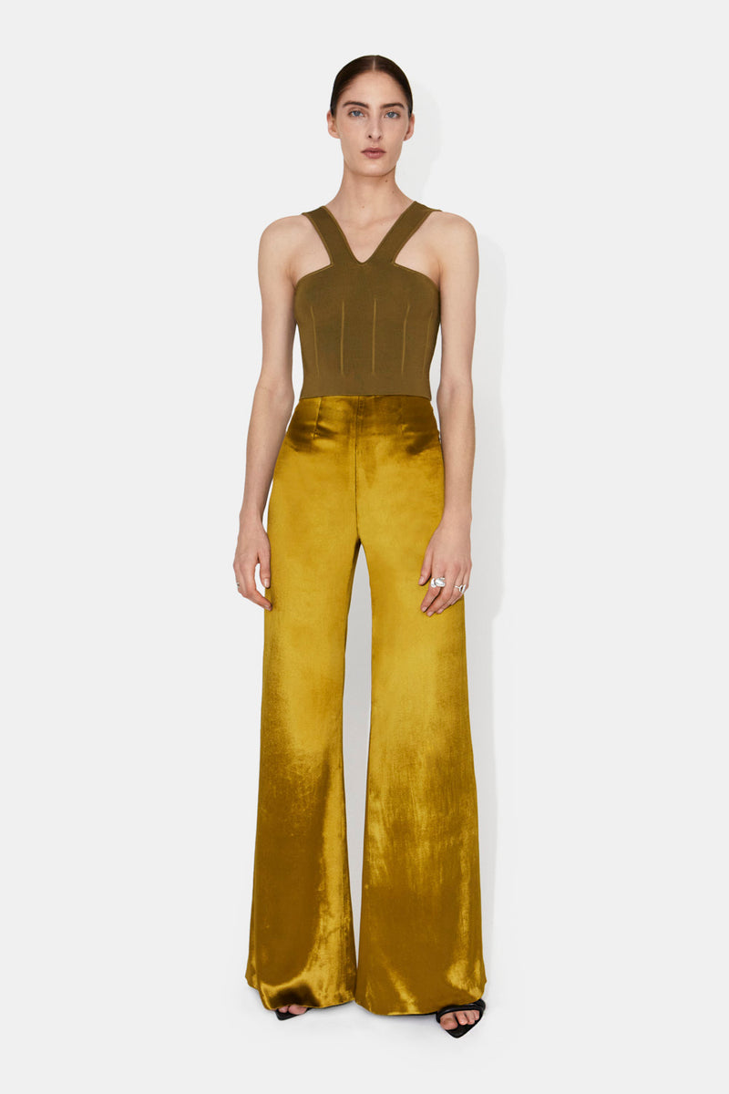 Yellow discount velvet pants