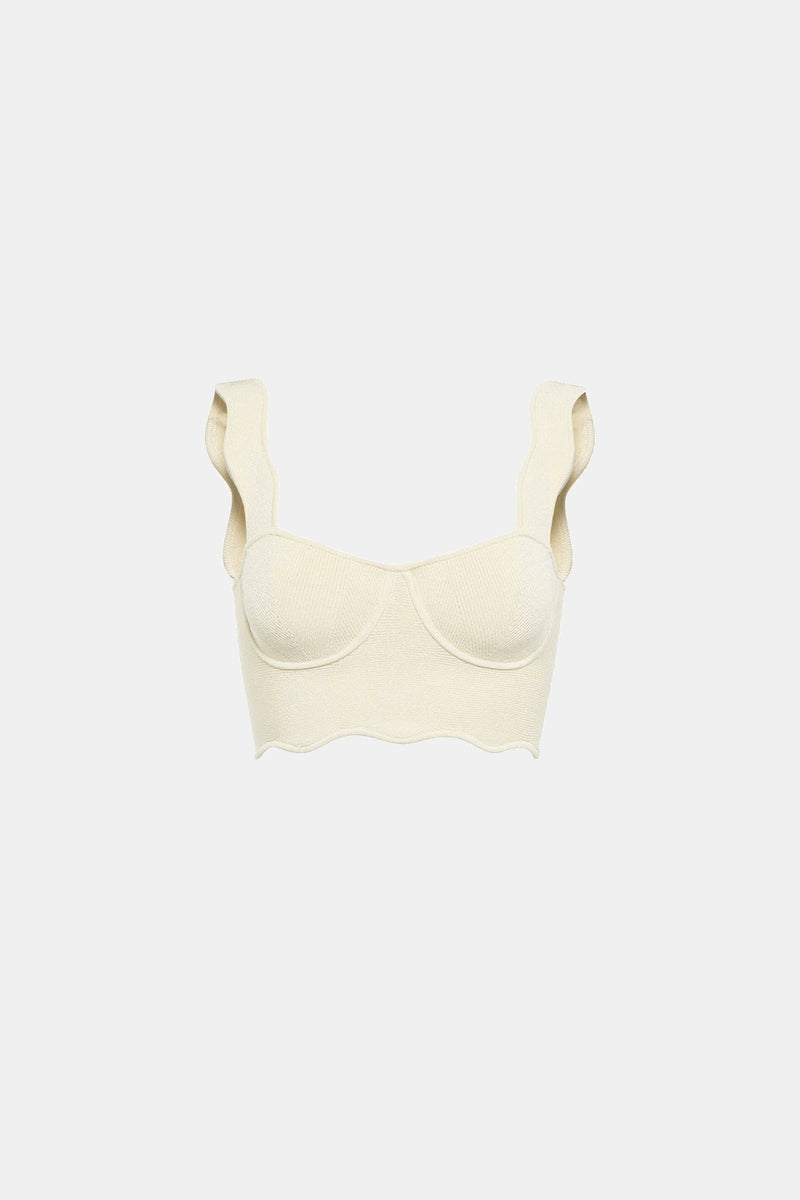 Delia Scalloped Top - Vanilla