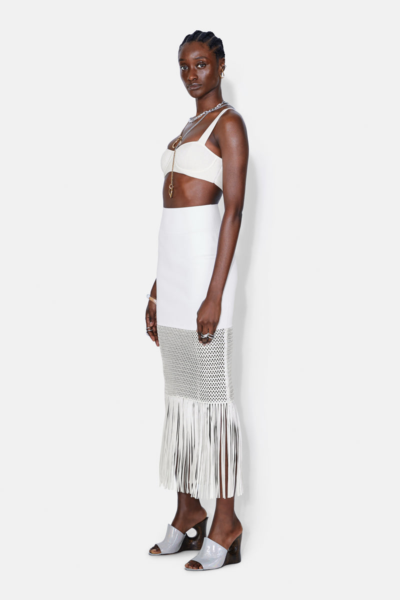 Fringe Diana Skirt - White