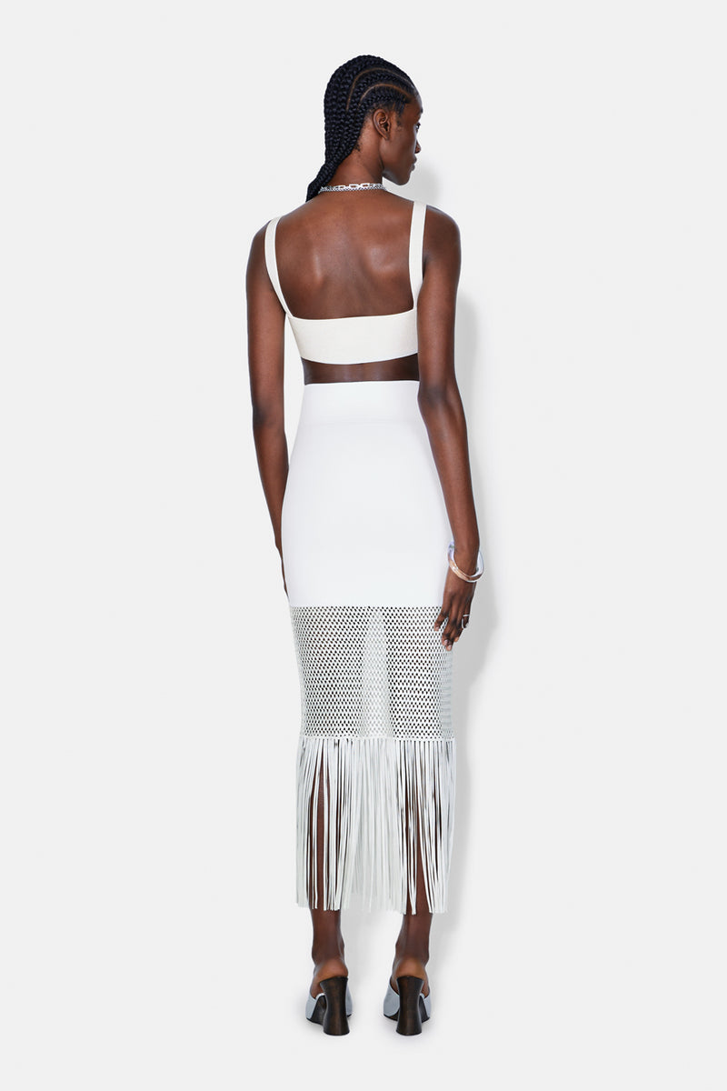 Fringe Diana Skirt - White