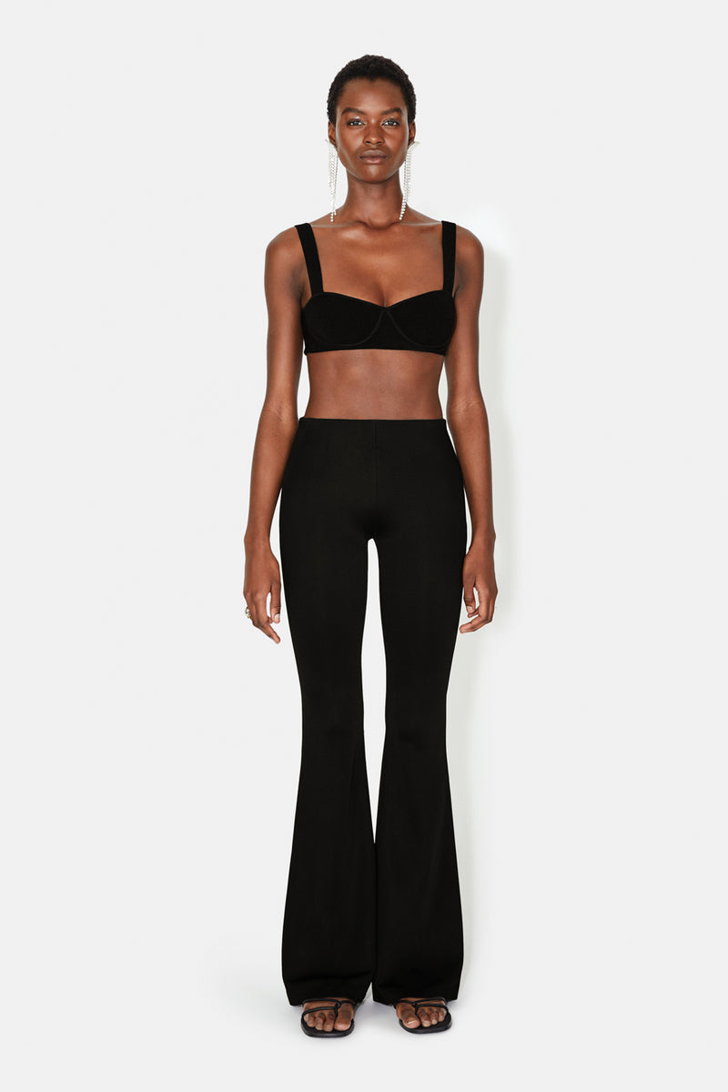 Basic Black Jersey Flared Trousers, Trousers