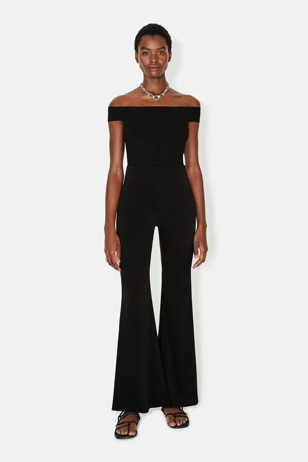 High Waisted Satin Trousers - Black