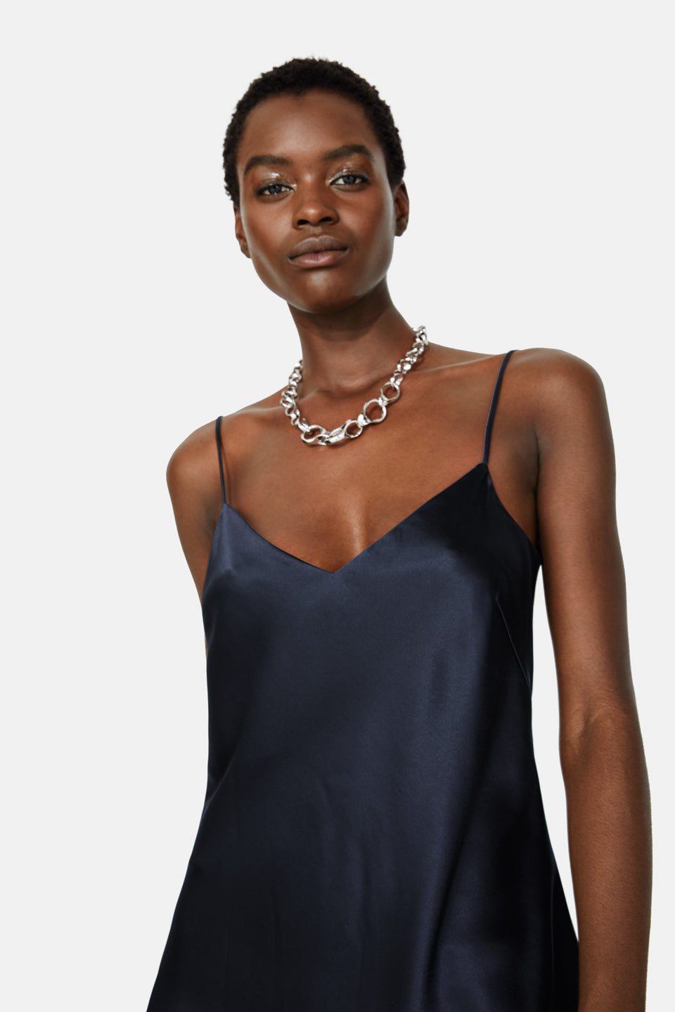 Satin V Neck Camisole - Midnight – Galvan